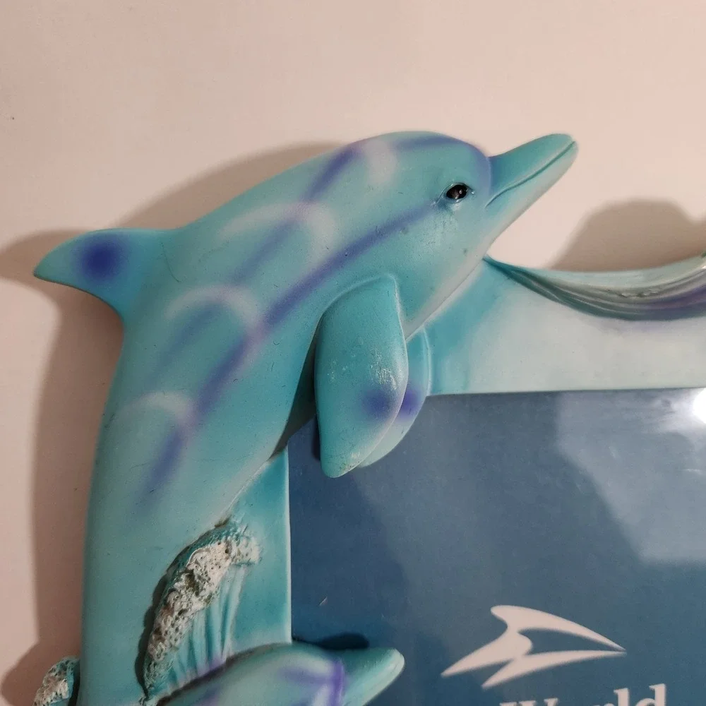 Vintage SeaWorld Adventure Parks Dolphin Photo Frame 5x7 Resin Ocean Collectible
